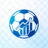 世界杯比赛数据分析网品牌标志，橙色与深蓝与橙色渐变足球数据分析logo